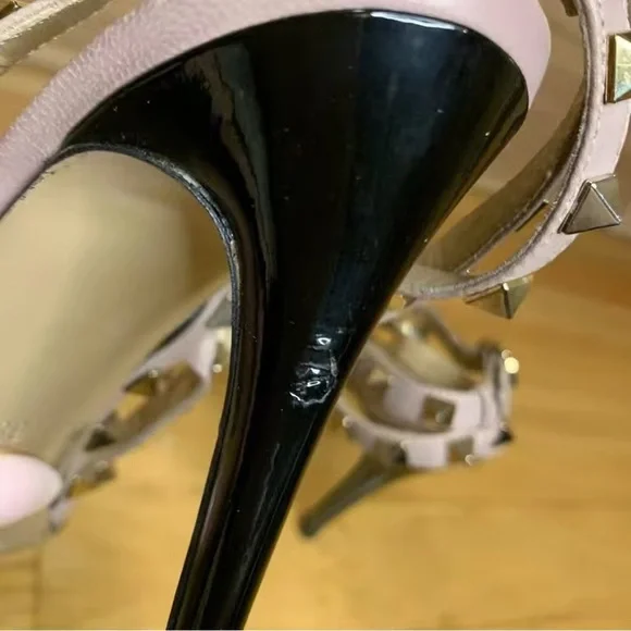 Valentino Black and Tan Studded Heels - Picture 5 of 8